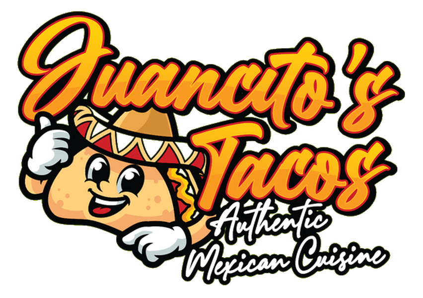 Juancito's Tacos, the restaurant's own logo: 'Juancito's Tacos' in orange script with a smiling taco mascot in a sombrero, tagged 'Authentic Mexican Cuisine'